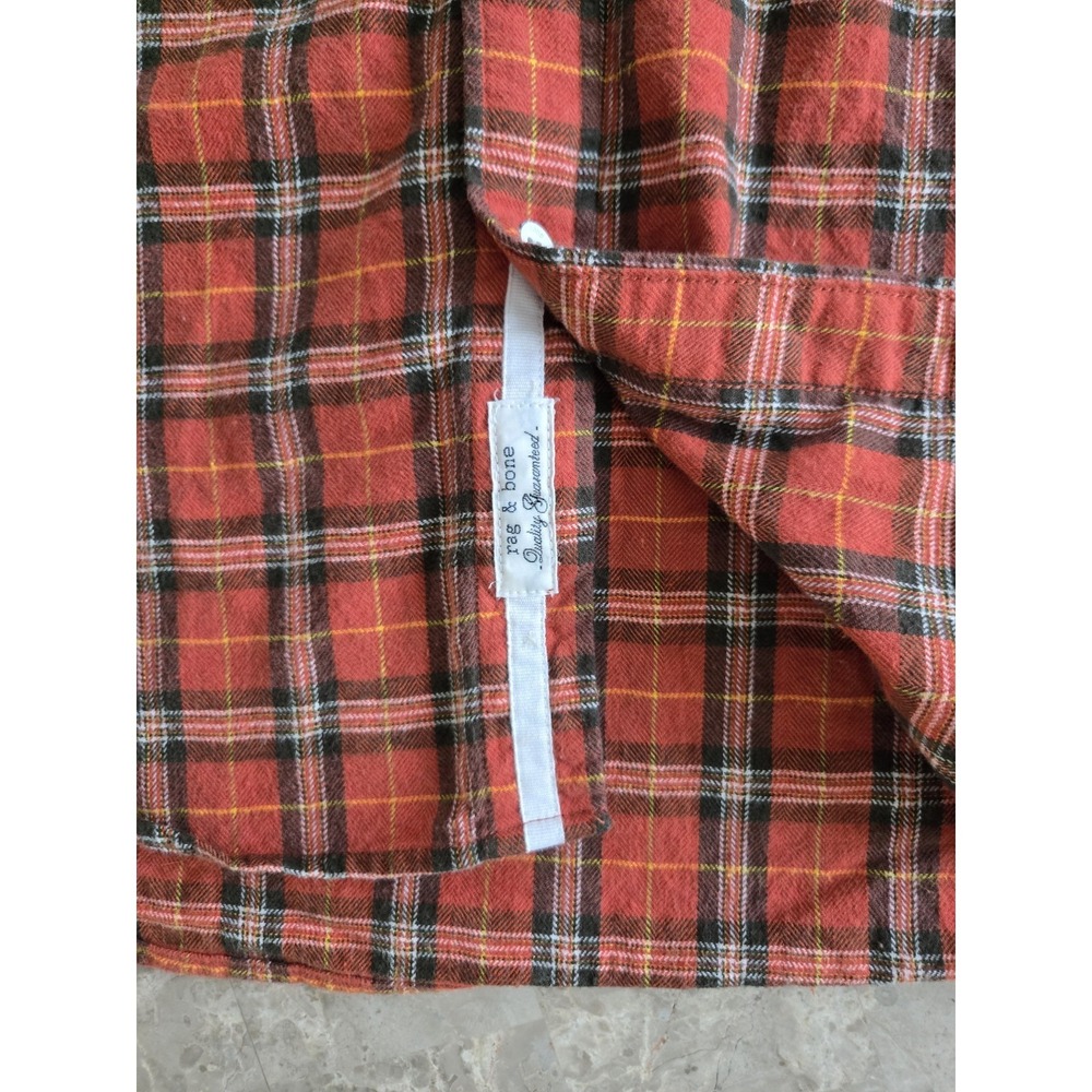 Rag And Bone Pursuit Rove Flannel Plaid Button Down Shirt Mens Large Red - Picture 9 of 13